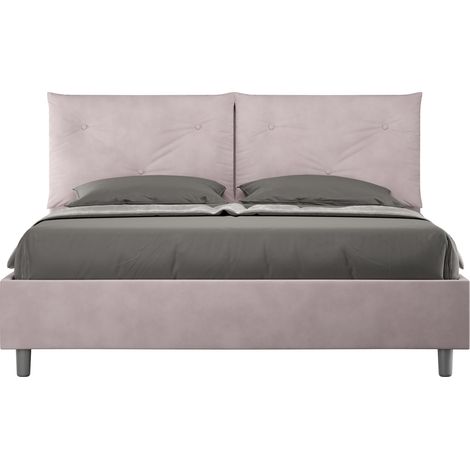 Letto Matrimoniale 160x200 cm con Rete e Contenitore Giroletto con Alzata Comoda Imbottito in Microfibra Appia Glicine (1/5)