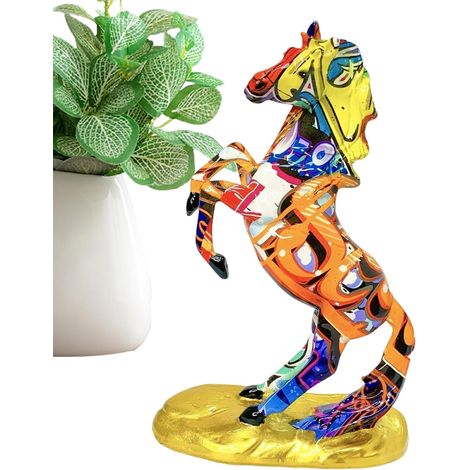 Décoration de cheval Figurine d'animal colorée en résine, décoration de (1/5)