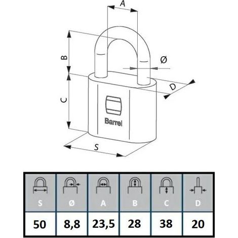 Cadenas GERDA BARREL en acier à 50 anses, chromé mat, sous blister