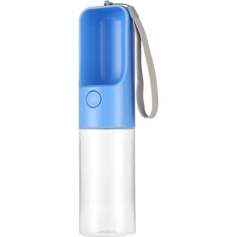 Dog Water Bottle for Walking, Portable Water Bottle with Bowl, Leak-Proof, Water Dispenser for Outdoor Pets Walking Hiking Traveling, 450ml, Blue