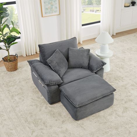 Boneless Couch mit Schlaffunktion – Cloud Couch weich gepolstert, Single Seat Bodensofa ohne Montage mit Fußstütze, Aufbewahrungstaschen, modulare Kombination, für Wohnzimmer & Büro