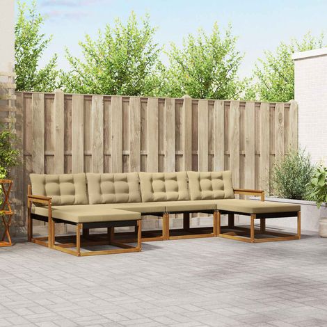 Outdoor-Sofagarnitur mit Kissen 6 pcs Natur und Beige (1/5)