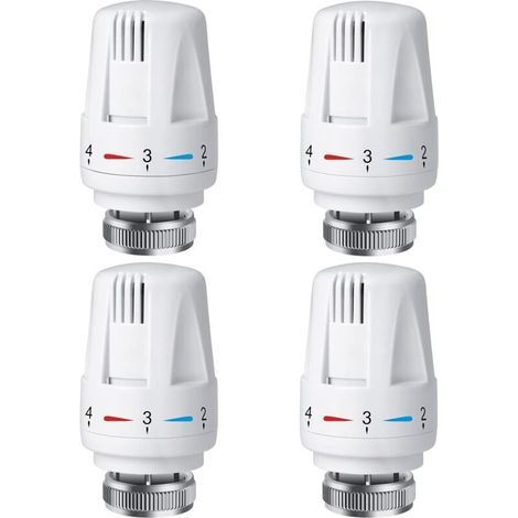 4 PCS Tête Thermostatique Radiateur, Tête Thermostat Radiateur TRV M30 x 1,5, Vanne Thermostatique Radiateur, Vannes de Radiateur de Radiateur pour Système de Chauffage pour Maison et Bureau