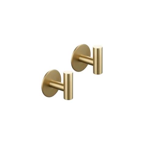 Selbstklebende Handtuchhaken zur Wandmontage, 2er-Pack, Handtuchhalter aus Edelstahl, kein Bohren erforderlich, gebürstetes Gold ZVD - Crezuo (1/4)