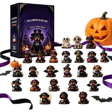 Halloween, sorcières, fantômes et petits monstres, pendentifs en acrylique, calendrier à surprise (1/5)
