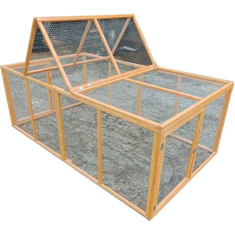 Enclos en bois 2 portes latérales 200 x 115 x 75 cm (1/5)