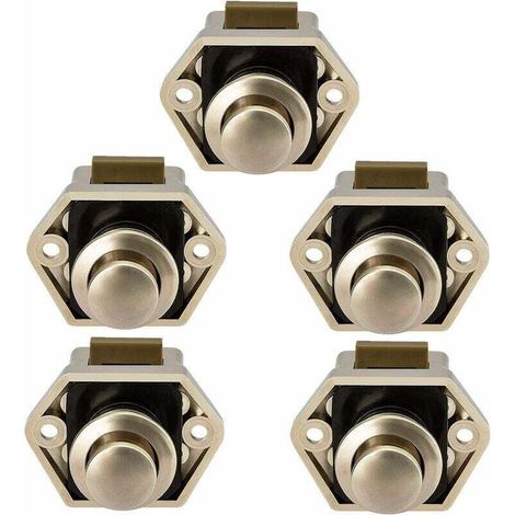 Druckknopf-Verriegelung für Wohnmobil – Wohnmobil, Wohnwagen, Schranktürschließer, 5 Stück (Nickel) (1/5)