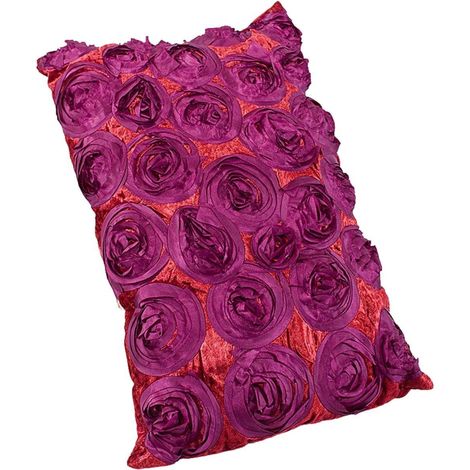 Coussin en velours rouge avec roses, 35 x 50 cm
