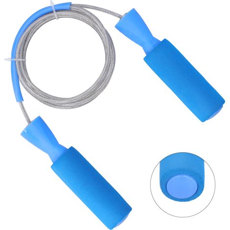 Corde à sauter en fil d'acier pour le fitness, idéale pour hommes et femmes (bleue). (1/5)