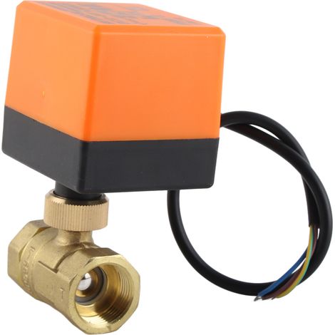 Vanne à bille motorisée 2 voies en laiton G3/4" DN20, 12–24 V CC, pour la régulation de débit (1/5)