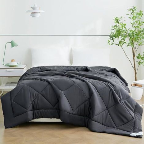 Couette Été 150GSM en Microfibre Édredon Lit 1 Personne 140x200 cm Edredon Toutes Les Saisons pour Lit 140 x 200 cm Gris (1/5)