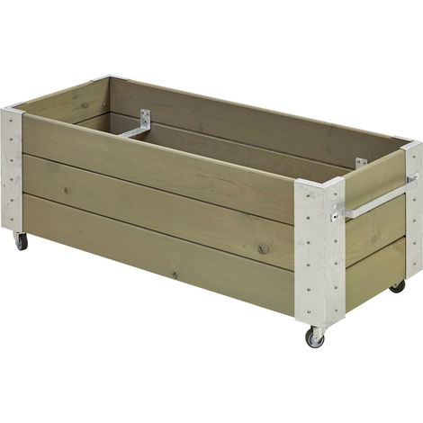 Plus Blumenkasten Cubic mit Räder Druckimpräg. RAL 7023 Graubraun (1/2)