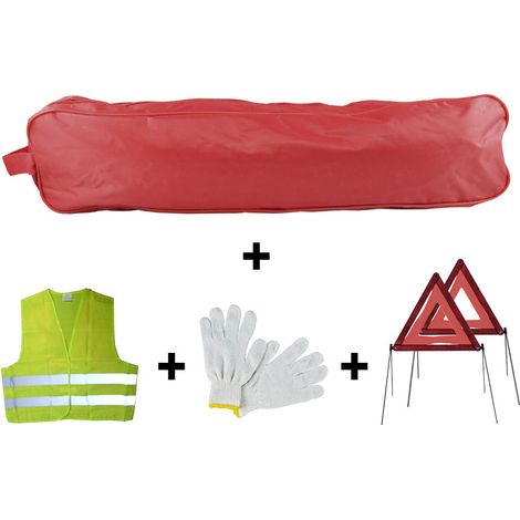 ROTE TASCHE NOTFALLSET NIETE+2DREIECKE+WESTE+HANDSCHUHE  JBM53184