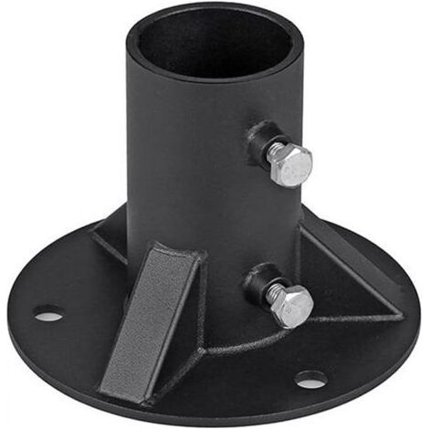 Plaque de base de poteau de clôture en acier robuste avec bride de sol ronde en métal, support de montage noir pour support de balustrade, poteau de lampe ou boîte aux lettres (52 mm) (1/5)