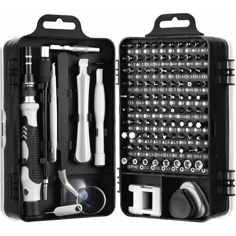 115-in-1-Mini-Präzisionsschraubendreher-Set – Schwarz, für Haushaltsgeräte, Elektronik, Uhren usw. (1/5)
