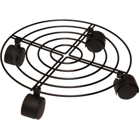 Set mit 2 robusten, runden Pflanzenständern aus Metall mit Rollen für den Innen- und Außenbereich (1/5)