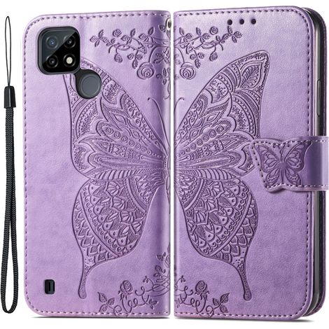 Funda tipo libro para Realme C21Y / C25Y, Mariposa, Morado (1/4)