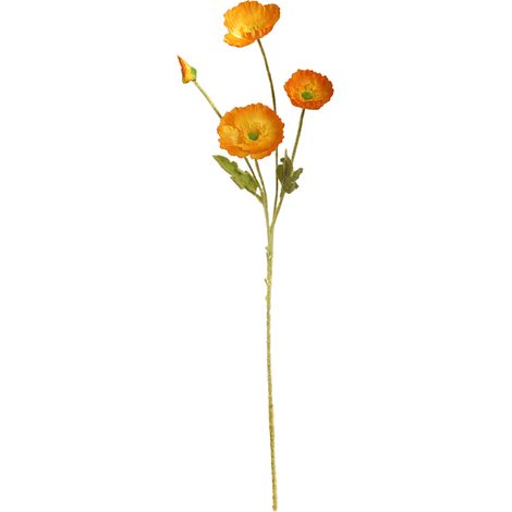 Fleur artificielle 4 têtes floquées simulées pour la décoration du salon de la maison Orange jaune (1/5)