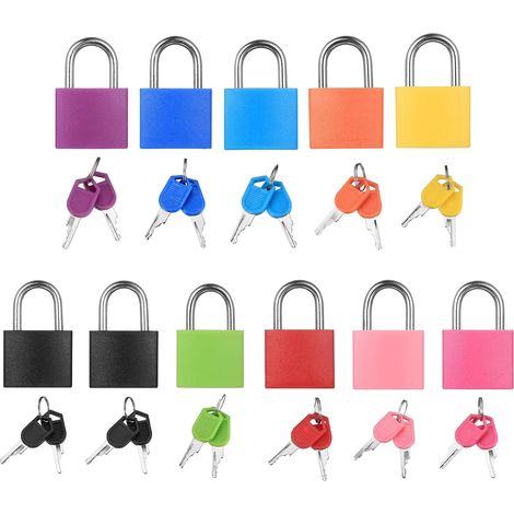 11 Pcs Cadenas avec Clé pour Valise, Casier et Bagages  Petit cadenas coloré avec clés, idéal pour valises, casiers, sacs de voyage, armoires et boîtes à outils. (1/5)