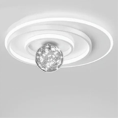 TRADE SHOP - Plafoniera Led 48w Cerchio Spirale Bianco Sfera Lampadario Tondo Luce Fredda 70760 -