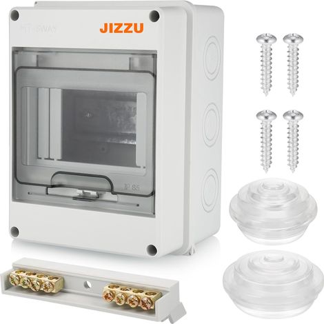 Coffret Electrique Etanche Exterieur IP65, 1 Rangée 5 Modules Terminaux et Rails Intégrés, ABS de Surface en Plastique Avec Porte Transparente, pour Jardin, Garage, Sous-sol, Entreprise (1/5)