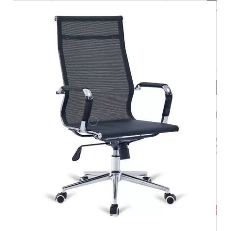 Silla de oficina Niza alta con malla, altura regulable acabado en negro. 54cm(ancho ) 101/108cm(altura) 108cm(fondo) (1/2)