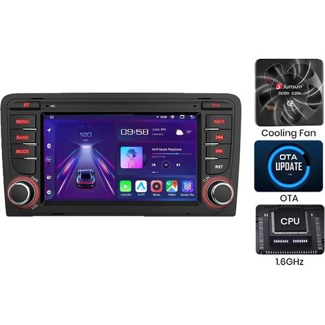 Carplay, Écran de 7 Pouces, Android Auto et CarPlay, Compatibilité avec Audi A3 8P S3 2003-2012, V1 Plus (4G 64G) (1/2)