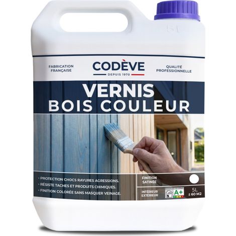 Vernis Bois Couleur - 5 L - Codeve Bois - Rouge - Pour La Décoration D'un Bardage, Volet, Persienne, Huisserie Ou Fenêtre.