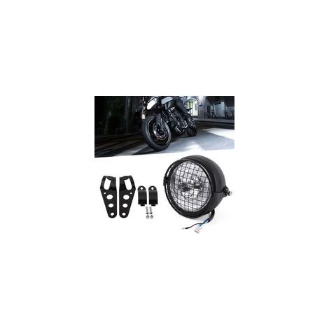 Phare LED Moto 6,5 Pouces avec Abat-Jour à Carreaux et Support de Montage Universel (1/4)