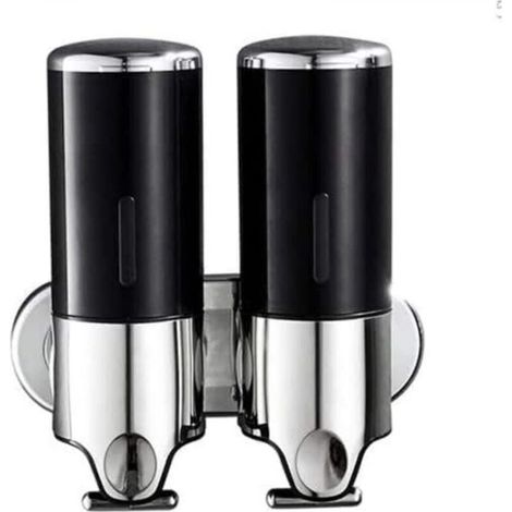 500ML x 2 Wall Mounted Soap Dispenser, Double Head Hand Soap Dispenser, Liquid Dispenser for Shower Gel and Shampoo for Kitchen, Bathroom, Hotel (Black) (1/5)