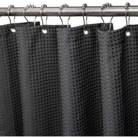 Shower curtain, mildew-resistant fabric - 182x182CM (black) Heavy-duty shower curtain with weighted hem