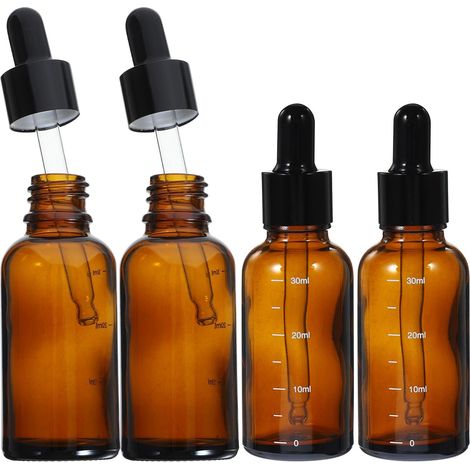 4 Stück Tropfflaschen aus Braunem Glas 30 Ml mit Skala Pipettenflasche für Ätherische Öle Dicht Verschlossen Lichtgeschützt Kompakt für Reisen (1/5)