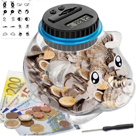Digitale Sparschwein mit automatische LCD Anzeige, 1.8 L Kindergeschenk-Sparschwein Automatische Mnzzhlglas Spardose Geld Sparen Box Mnze Spartopf Co (1/5)
