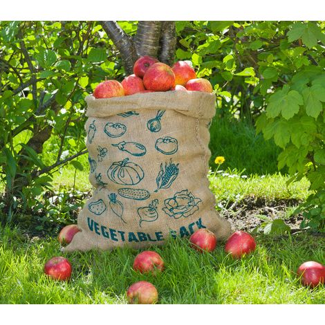 Direct Filet – Lot de 2 sacs de stockage en toile de jute imprimée 22L – Dimensions 49.5x45.7cm – Charge maximale 10kg – Pour conditionnement récoltes (1/3)
