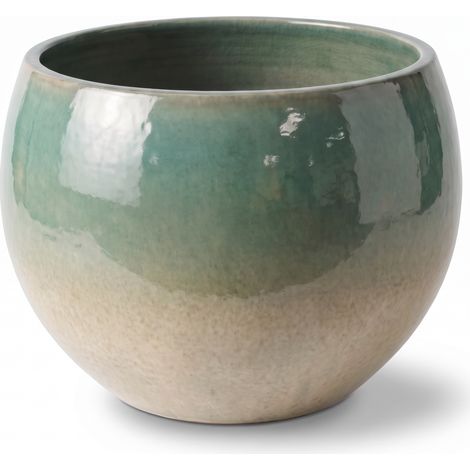 Pot grande taille d'extérieur MOZART 56x42cm brume d'été, fait main en terre cuite émaillée, résistant au gel (1/2)