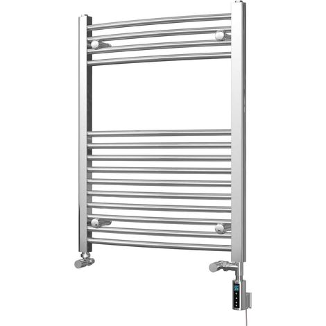 Zennor - Chrome Dual Fuel Towel Rail H800mm x W600mm Thermostatic WIFI - Curved (1/3)