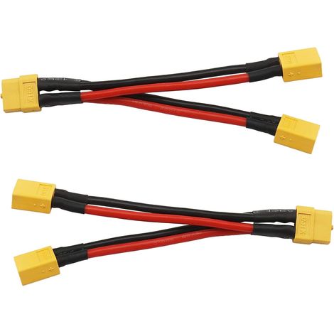 Câble Parallèle XT60 - 2 Pièces - 14AWG Silicone - 1 Femelle Vers 2 Mâles - Pour Batterie LiPo RC (1/5)