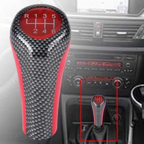 Roter Schalthebel aus Kohlefaser für 6-Gang-Schaltung für BMW X1 X3 X5 E60 E61 E65 E83 E84 E90 E91 E92 (1/5)