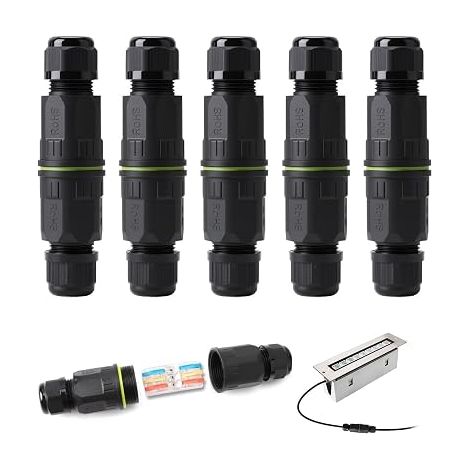 Boîte de jonction d'extérieur étanches 3 Voies, Boîte de Dérivation Étanche pour Câbles Ø4–10mm, Raccord Rapide avec Bornes à Pression, Connecteur Pour Jardin Terrasse Extérieu (1/4)