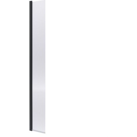 Balterley Shebdon Contemporary Bathroom 8mm Fluted Glass Hinged Flipper Screen, 1950 x 322 x 27mm, Matt Black