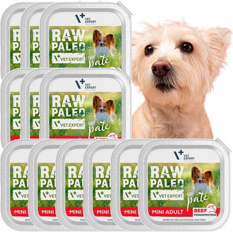 Nassfutter für ausgewachsene Hunde kleiner Rassen, Rindfleisch, Rohe Paleo-Pastete, 12 x 150 g