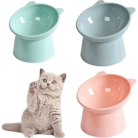 Lot de 3 Gamelles,Inclinées 15 Degrés,13.5 cm,Pour Chats et Chiens,Nourriture et Eau (1/5)