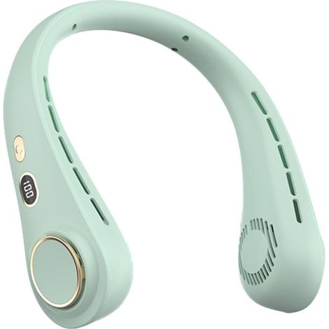 Ventilateur USB mini sans lame portable ventilateur de cou 720° d’air 5 vitesses couleur vert pour déplacement et usage quotidien (1/5)