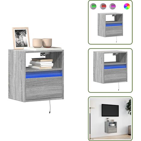 vidaXL TV-Wandschrank mit LED-Beleuchtung Grau Sonoma 41x31x45 cm (1/5)