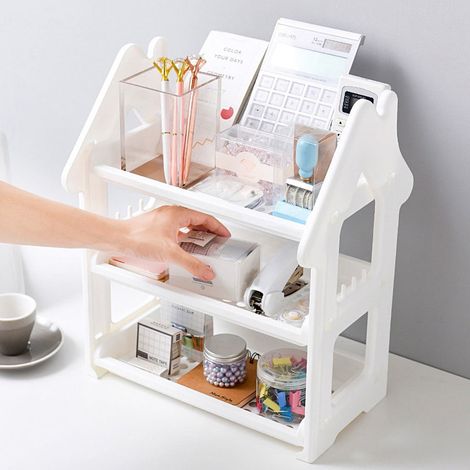 Rack Épices - Support 3 Niveaux Pour Comptoir Cuisine - Design Maison - Plastique - Blanc - 31 x 16,7 x 38 cm - 1 Pièce (1/3)