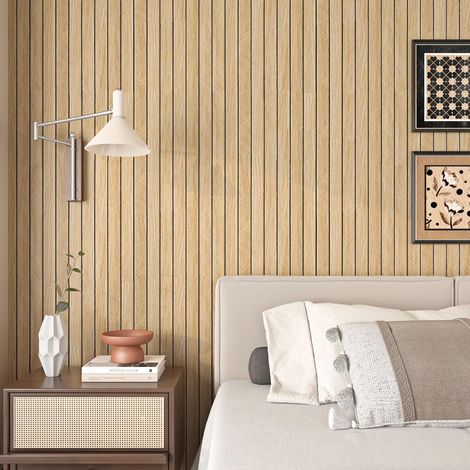 Panneau Mural Bois Décoratif Intérieur Bureau Maison 60CMx3M Panneaux Muraux Decoratif 3D Revetement Mural Panneau Bois Autocollant Salon Mur TV Chambre Entrée épais Papier Peint Chene (1/5)