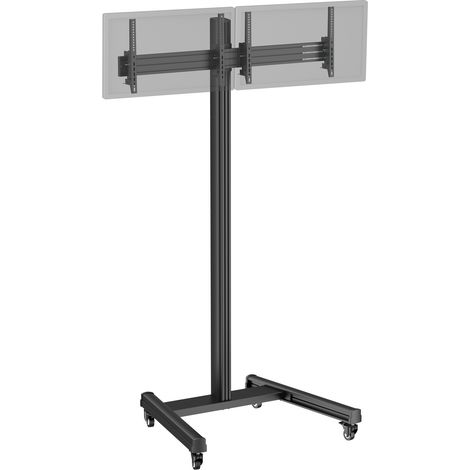 Support TV sur roulettes - 2 écrans 43'' - 49'' Hauteur 240cm, Inclinable noir (1/3)