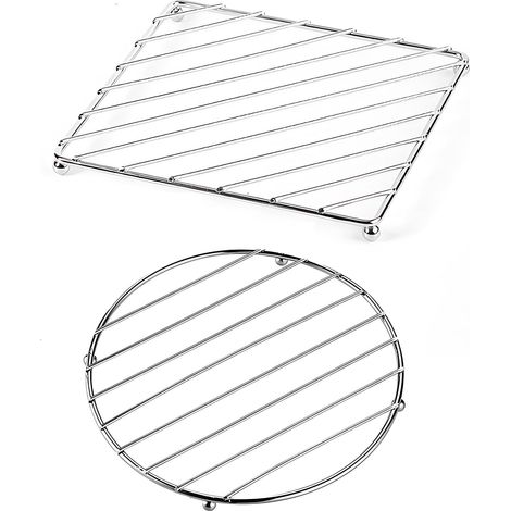 Support à casseroles en acier inoxydable épais - convient aux tables et aux plaques de cuisson - 2 pièces, rond + carré, 18 cm
