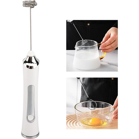 Espumador de leche eléctrico con carga USB, 3 velocidades, silencioso, portátil, con varillas intercambiables para café, huevos y bebidas. (1/5)