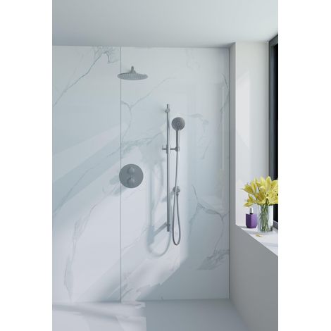 Fortifura Calvi Ensemble de douche à encastrer - rond - thermostatique - bras mural - glissière - douche principale de 25 cm - douchette ronde - (1/5)